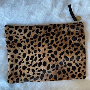 Clare v Leopard Hair On Flat Clutch NWOT